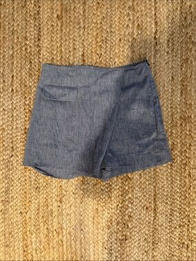 Reserved Blue Wrap-Style Skort
